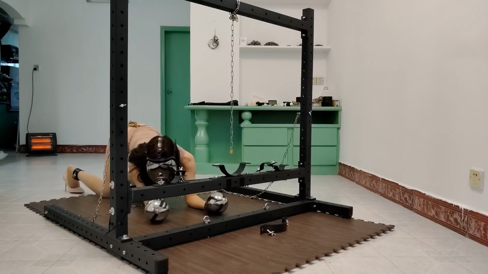 可怜的浅浅8 金属球封锁，自己爬上架，呼吸控制，臭味享用-逍遥自在