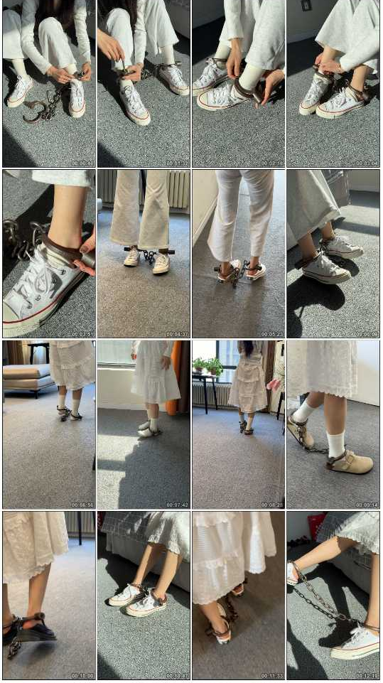 布莱恩 女大学生初次体验脚镣，黑铁制式脚镣-逍遥自在