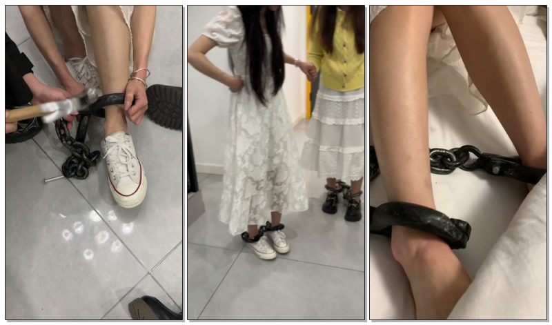 【布莱恩】3个女孩体验戴脚镣-初次-逍遥自在