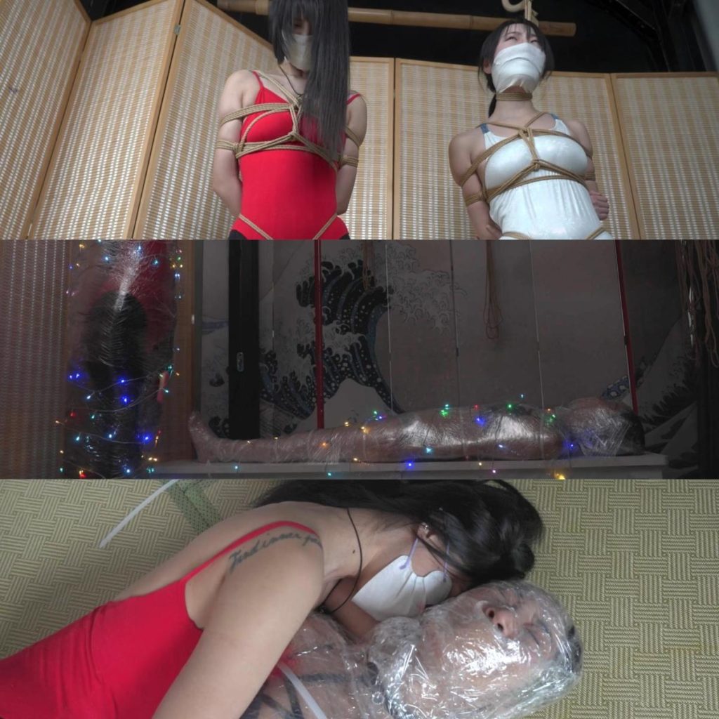 象人定拍————月亮嗷嗷的圣诞节礼物，双人绞刑捆绑+保鲜膜全包，内有玩具折磨（片尾有采访）-逍遥自在