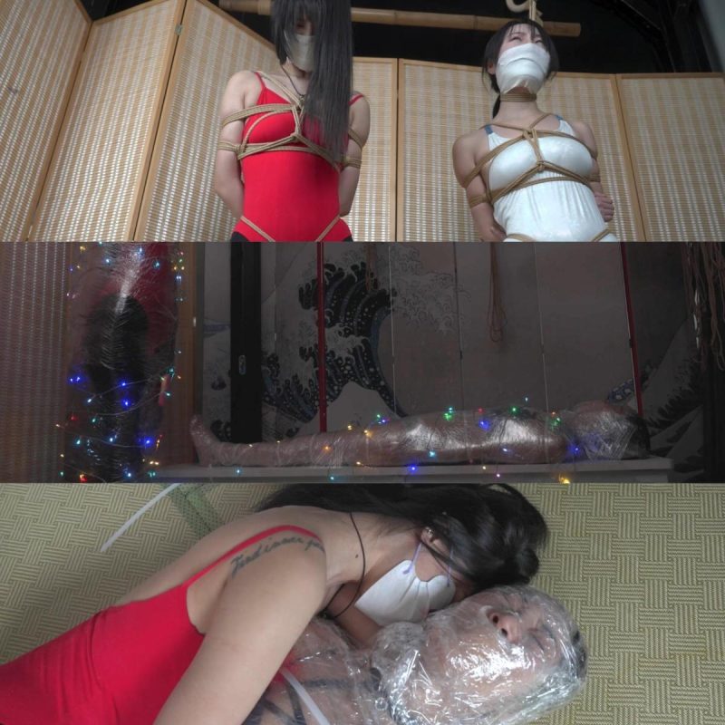 象人定拍————月亮嗷嗷的圣诞节礼物，双人绞刑捆绑+保鲜膜全包，内有玩具折磨（片尾有采访）-逍遥自在