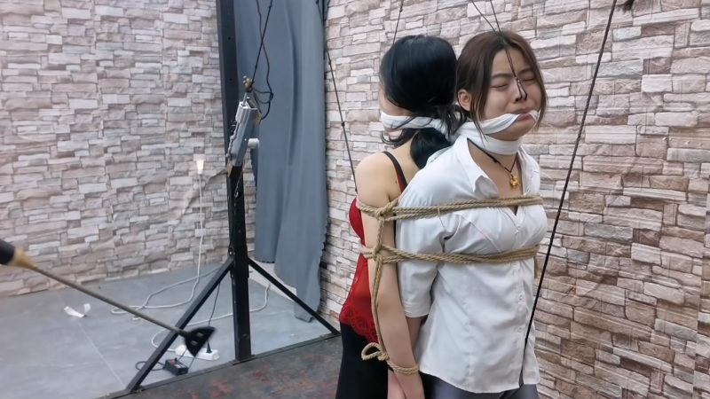 HD飞天 将艺仙儿和希希相互背缚,电击,鞭打,股绳折磨,这两个货色越玩越上瘾.-逍遥自在