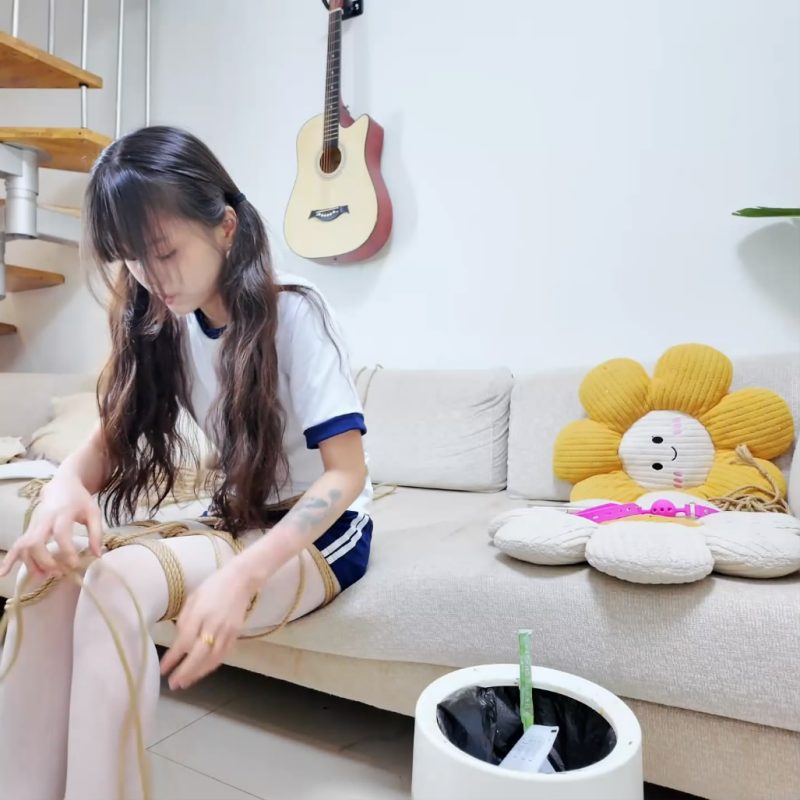 鱼丸 体操服全身缚模特 白丝体操服 日式全身缚-逍遥自在