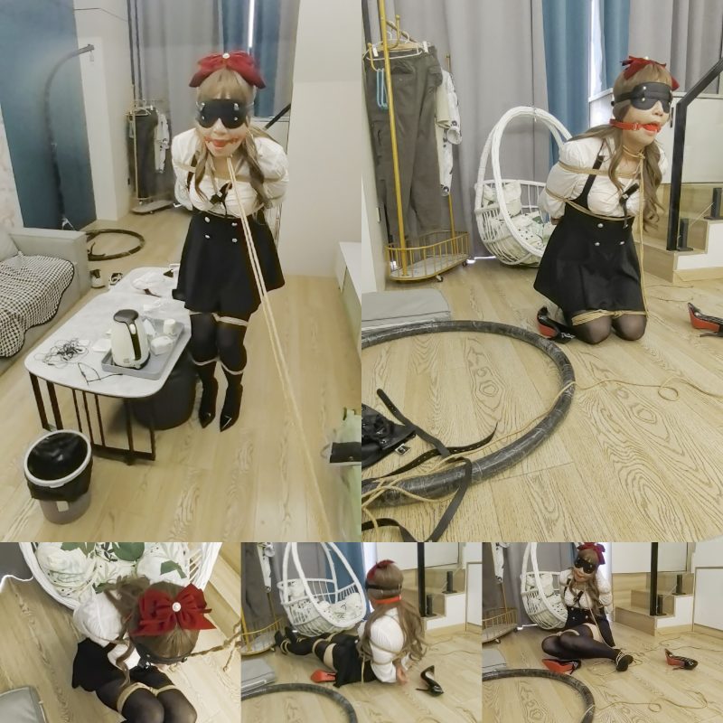 托米 惩罚JK女（伪娘）、蒙眼束缚行走、努姓调教、超大口球、紧缚放置-逍遥自在